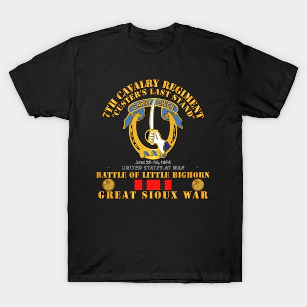 Battle Little Bighorn - 7th Cav - Indian Wars T-Shirt by twix123844